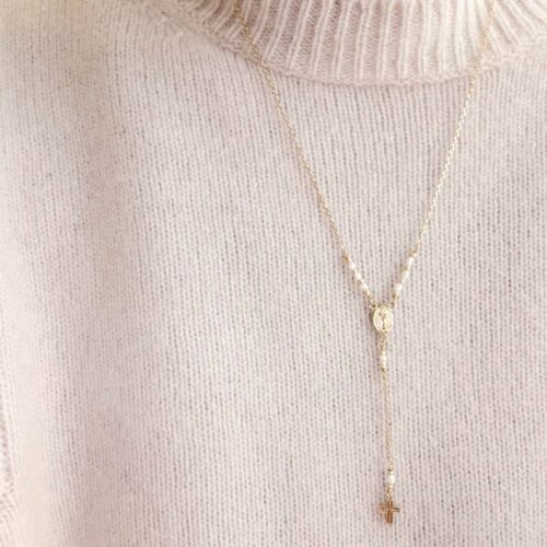 collier chapelet madone et croix - design Mademoiselle Oups