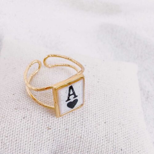 Bague scapulaire symbole jonc diamanté - création Mademoiselle Oups