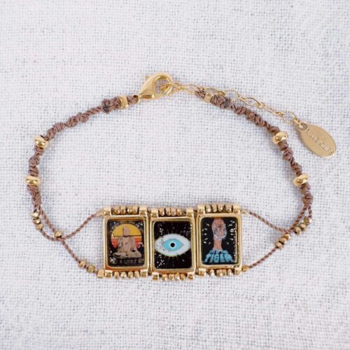 Bracelet scapulaire triptyque cordon tissé - création Mademoiselle Oups