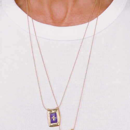 collier long chaine billes scapulaire martelé - Fabrication originale Mademoiselle Oups