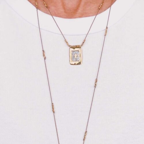 collier long cordon scapulaire martelé - Fabrication originale Mademoiselle Oups