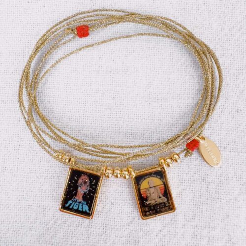 collier cordon lurex scapulaire double mystique - Mademoiselle Oups