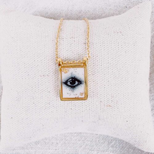collier scapulaire médaille mystique oeil protecteur - Mademoiselle Oups
