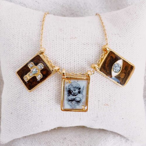 collier scapulaire triptyque à personnaliser - création Mademoiselle Oups