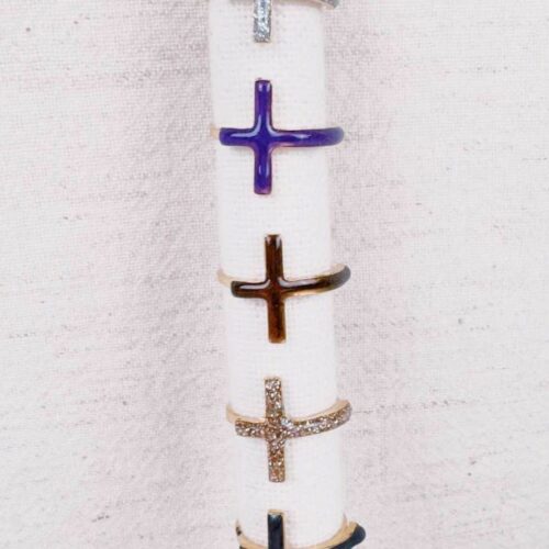Bague grande croix horizontale émaillée - Création Mademoiselle Oups