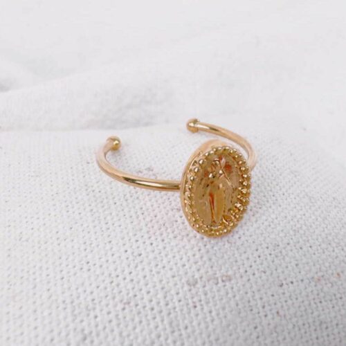 Bague jonc fin et petite madone - création Mademoiselle Oups