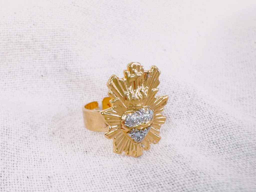 Bague Sacré-Cœur émaillé - fabrication Mademoiselle Oups