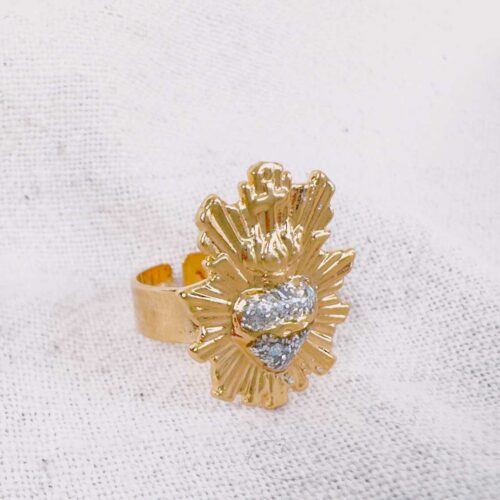 Bague Sacré-Cœur émaillé - fabrication Mademoiselle Oups