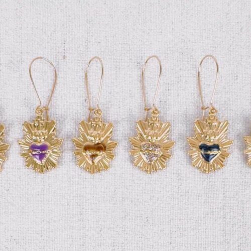 Boucles d'oreilles Sacré-Cœur sur crochet - fabrication artisanale Mademoiselle Oups