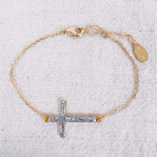 Bracelet grand croix horizontale émaillée - création Mademoiselle Oups