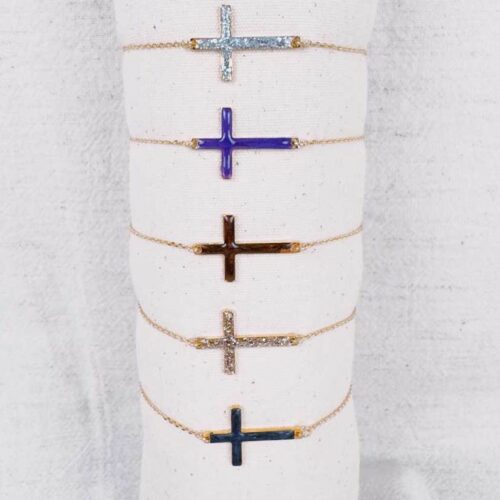Bracelet croix rock horizontale sur chaîne - fabrication française Mademoiselle Oups