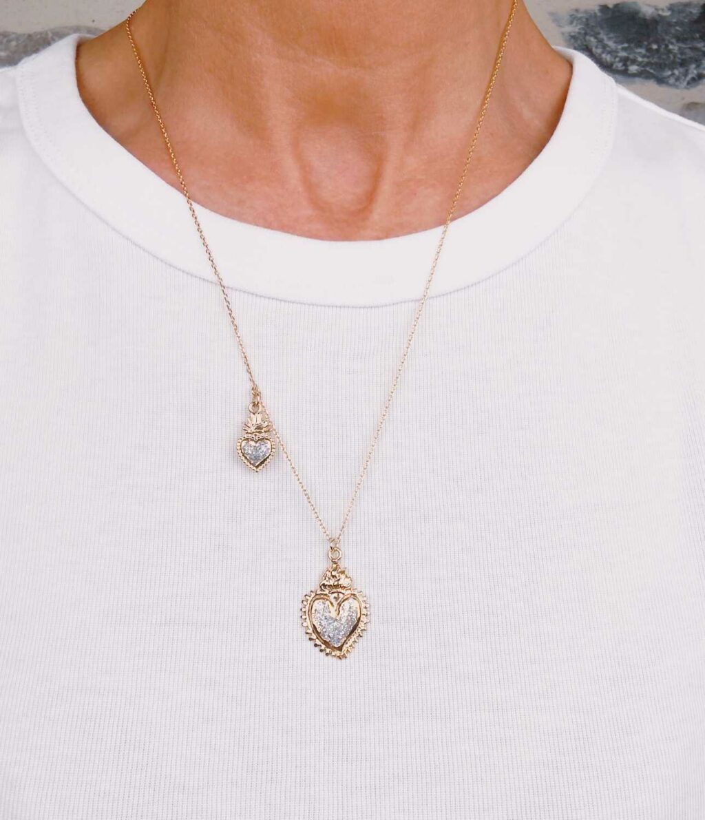 Double pendentif Sacré-Cœur - création artisanale Mademoiselle Oups