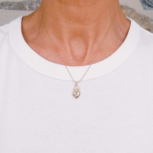Collier chaine billes et petit cœur émaillé - Mademoiselle Oups