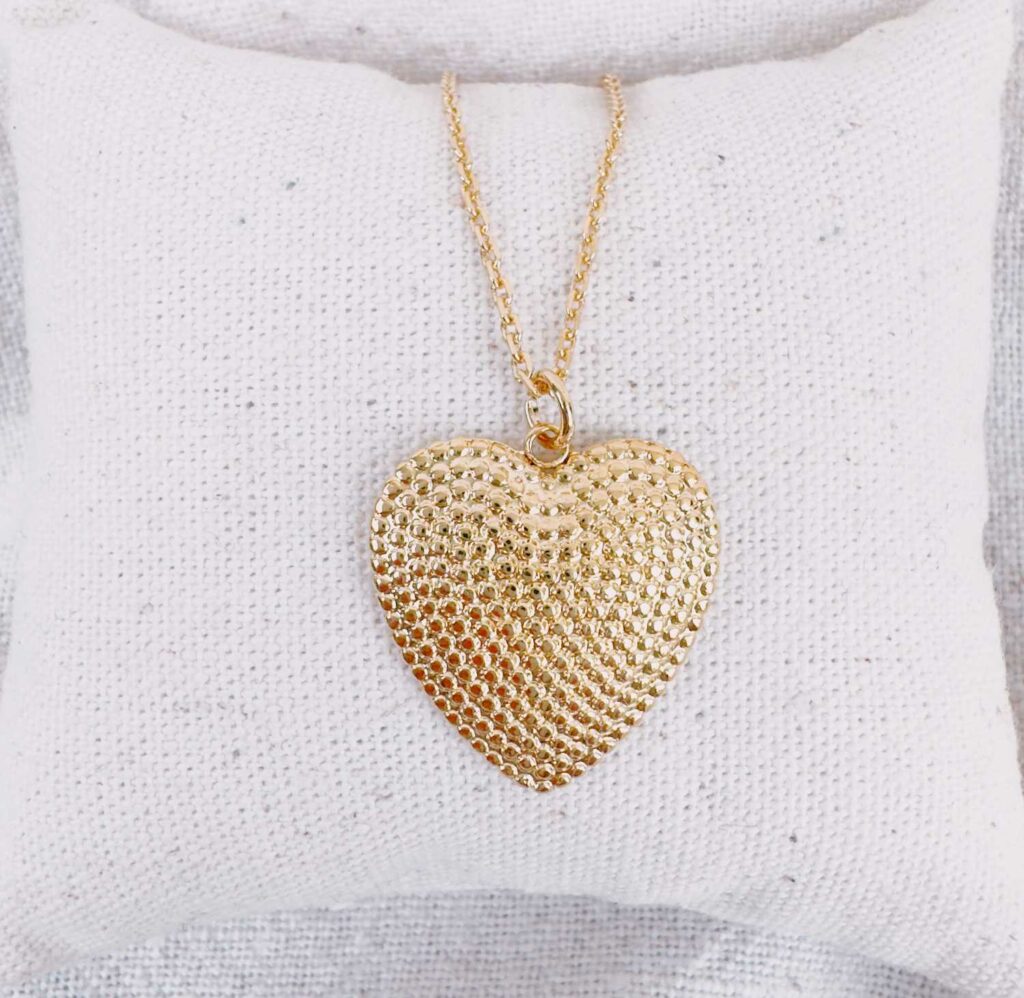 Collier chaine billes et cœur billes - fabrication française Mademoiselle Oups