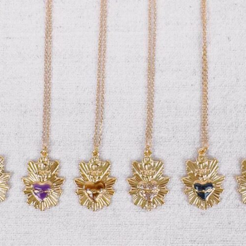 Collier Sacré-Cœur émaillé - fabrication artisanal Mademoiselle Oups