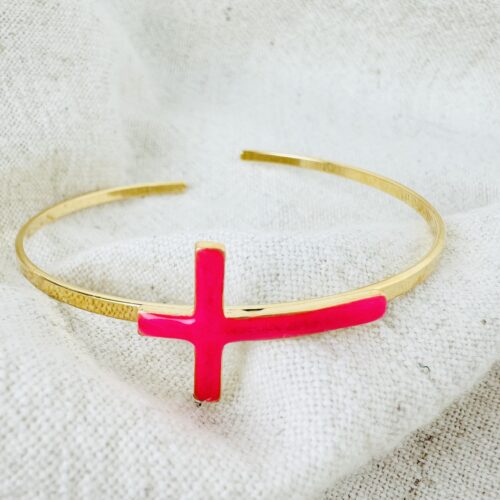 CORPUS<br />Jonc grande croix émaillée horizontale