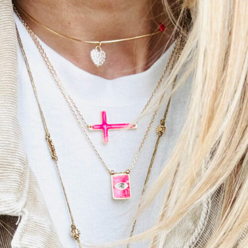 CORPUS<br />Collier grande croix émaillée horizontale