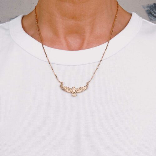 collier pendentif aigle chaine diamantée - Mademoiselle Oups