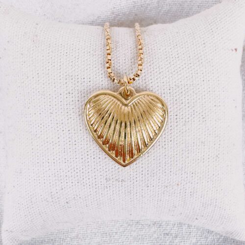 collier pendentif cœur strié - design Mademoiselle Oups