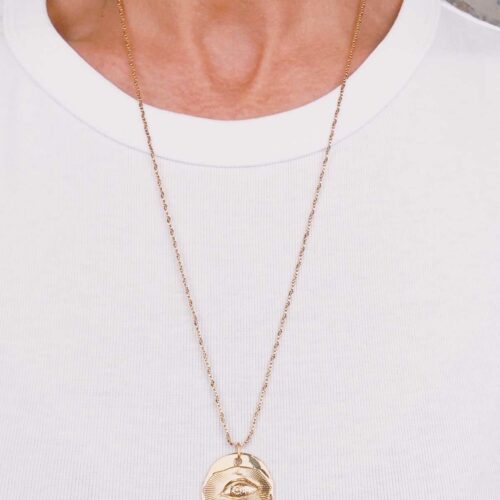 collier long chaine œil protecteur - fabrication artisanale Mademoiselle Oups