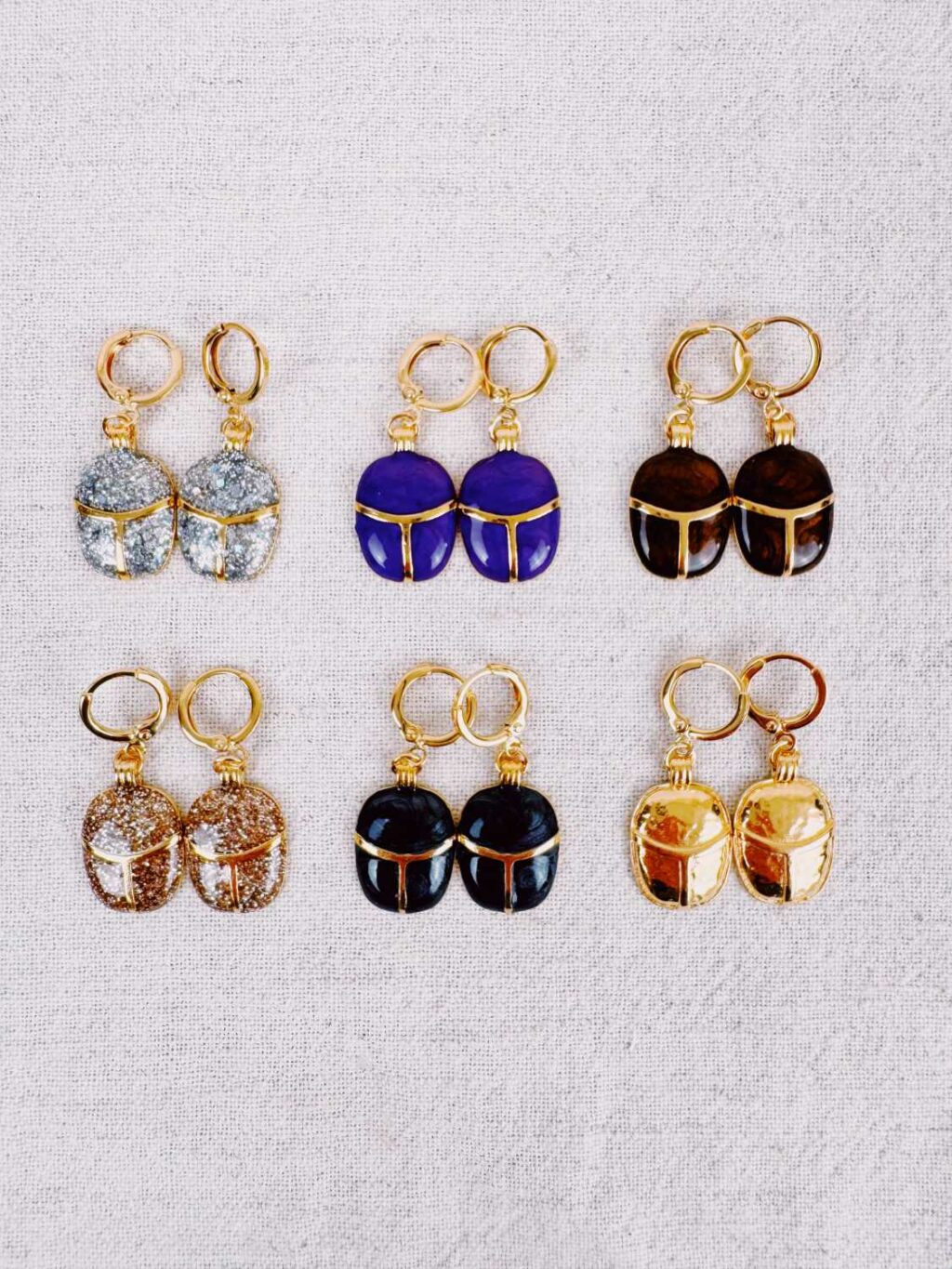 Boucles d'oreilles scarabée khepri - designed by Mademoiselle Oups