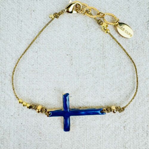 CORPUS CRAZY<br />Bracelet cordon grande croix émaillée