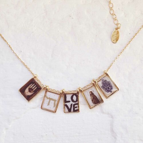 collier multi-scapulaires paix amour harmonie - Fabrication Design français Mademoiselle Oups