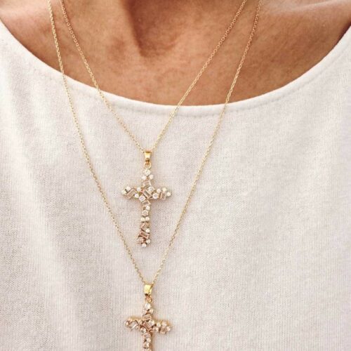 collier croix chrétienne en cristal - Mademoiselle Oups