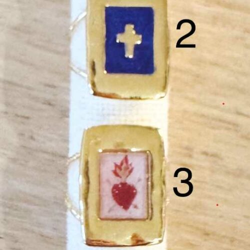 Bague scapulaire martelée et croix - émaillée par Mademoiselle Oups