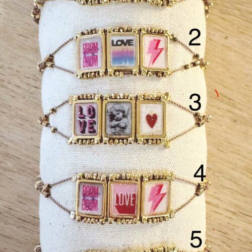 Bracelet scapulaire triptyque cordon hématites - fabrication française Mademoiselle Oups