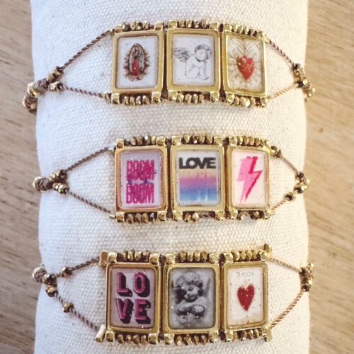 Bracelet scapulaire trois médailles cordon - Mademoiselle Oups