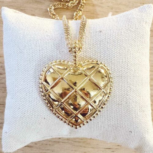 collier pendentif cœur matelassé - Fabrication Design français Mademoiselle Oups
