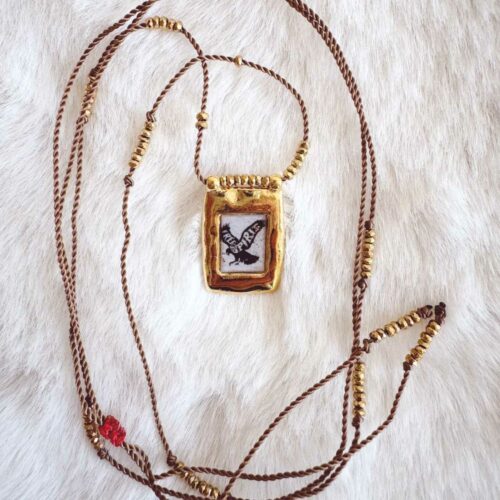 collier cordon scapulaire médaille moyenne bords martelés et aigle - Mademoiselle Oups