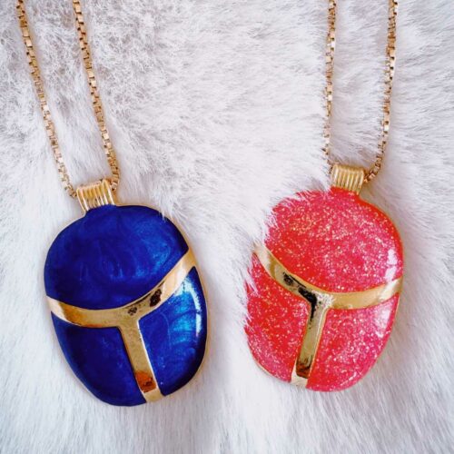 sautoir chaine diamantée dorée et scarabée émaillé grand modèle - fabrication française et design Mademoiselle Oups