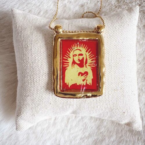 sautoir chaine grand scapulaire martelé - Mademoiselle Oups