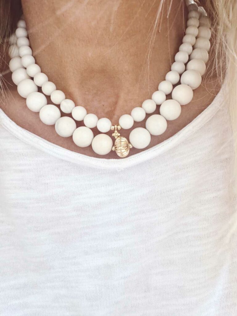 Collier Bianca Jade en jade ivoire naturel - Design by Mademoiselle Oups