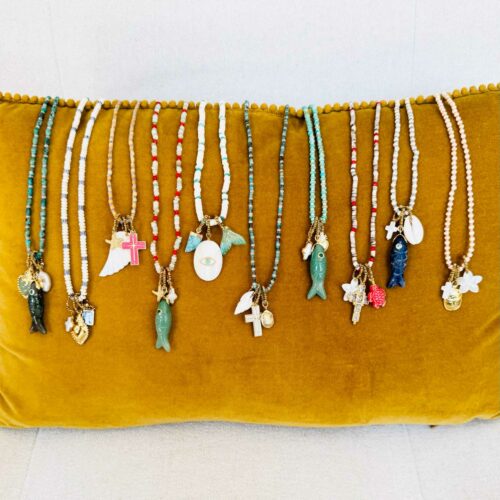 collection NOMAD de 10 colliers uniques en pierres naturelles et charms dorés - Mademoiselle Oups