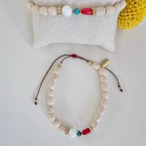 Duo de bracelets LAGUNE en perles naturelles esprit mer et été - Mademoiselle Oups