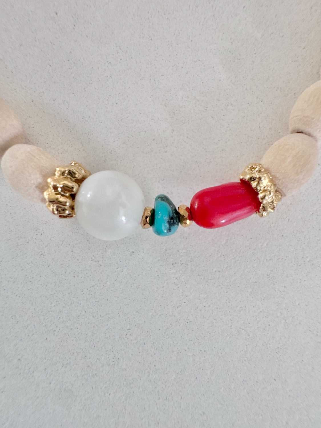 LAGUNE bracelet duo mere fille esprit mediterraneen - mademoiselle oups 3 Bracelet LAGUNE avec bois flotté turquoise corail et perle en nacre - Mademoiselle Oups