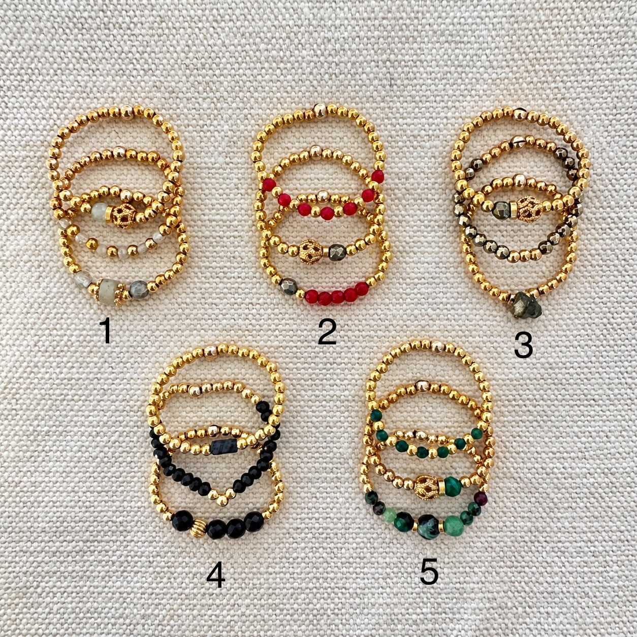 WILD-bague-gold-filled-lot-3 Cinq compositions de 3 bagues élastiques WILD en Gold Filled et pierres – MADEMOISELLE OUPS