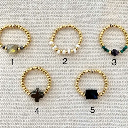 Sélection de bagues élastiques WILD en Gold Filled et pierres – MADEMOISELLE OUPS